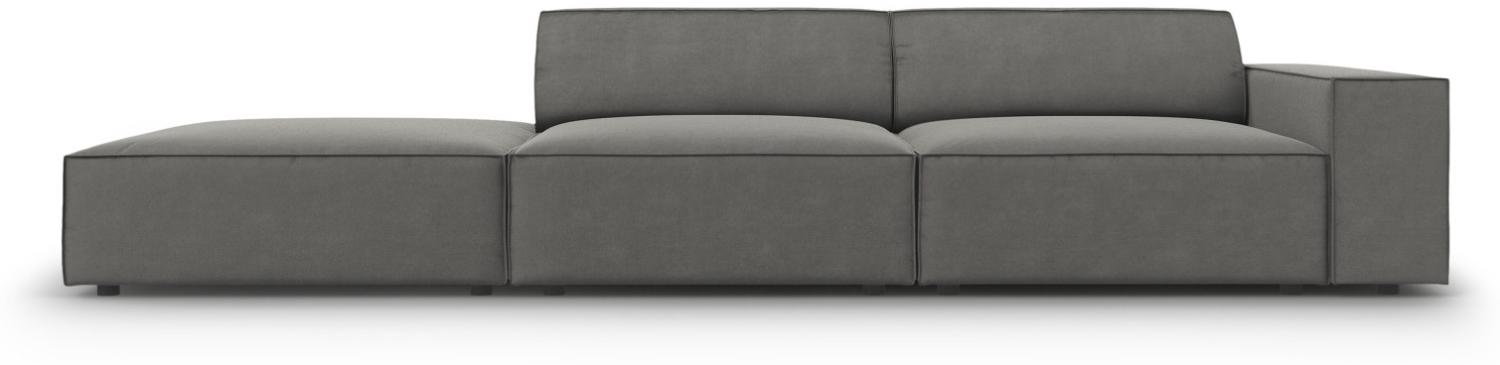 Micadoni 3-Sitzer Links Samtstoff Sofa Jodie | Bezug Light Grey | Beinfarbe Black Plastic Bild 1