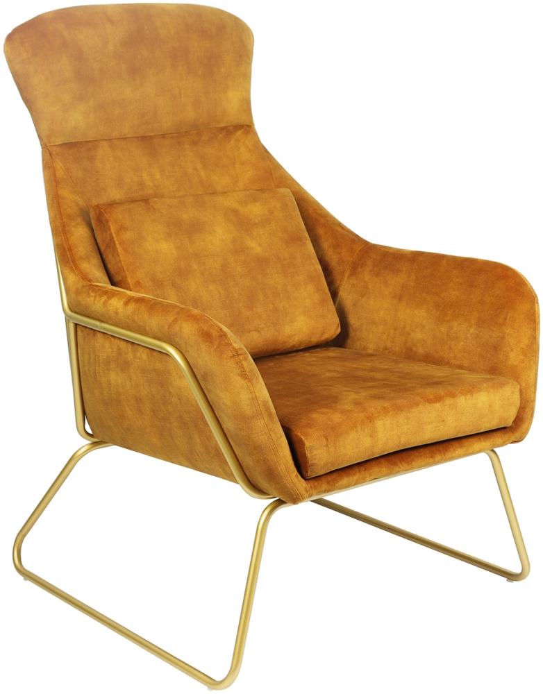 Relaxsessel Samtvelours Gold Sessel Polstersessel Ohrensessel Loungesessel Bild 1