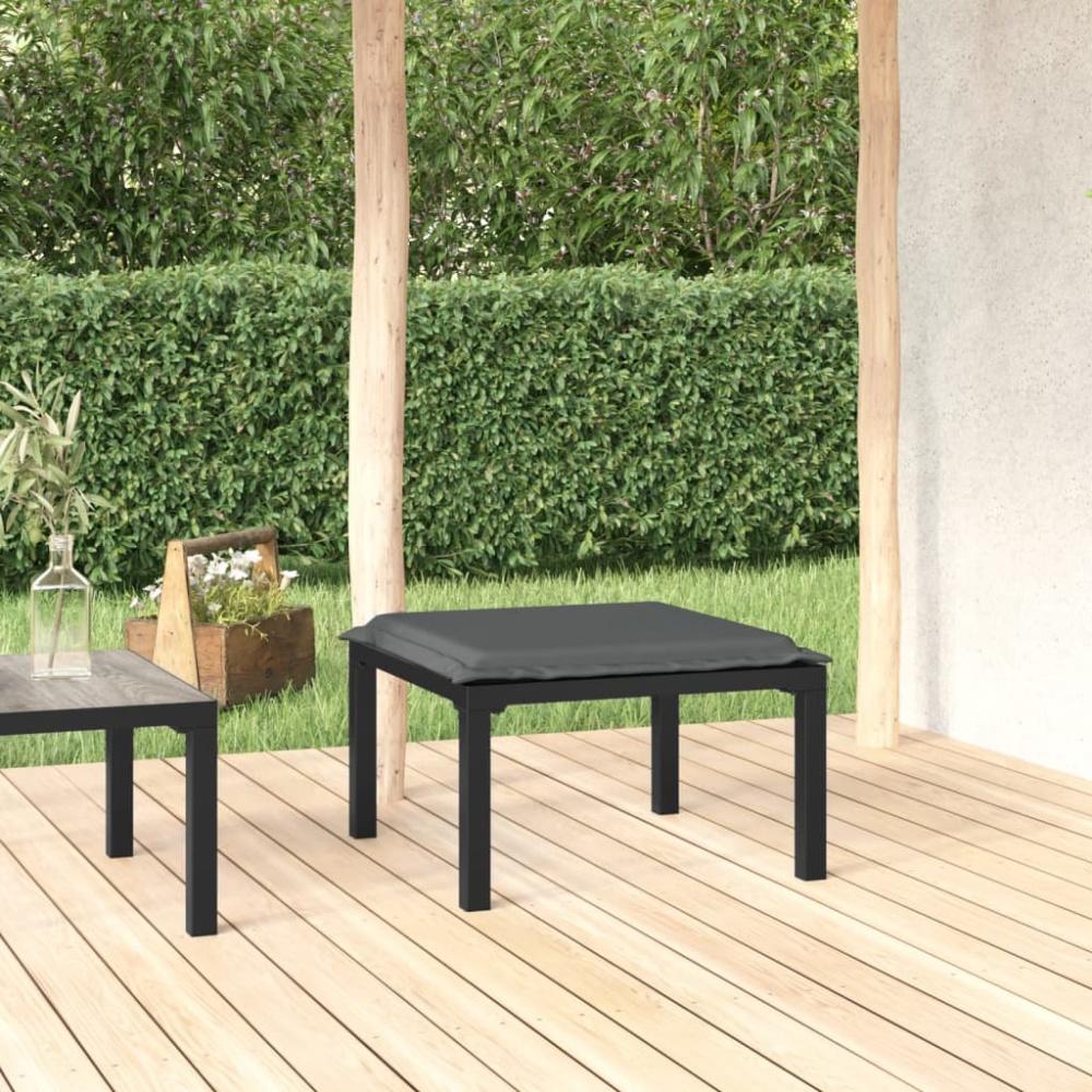 vidaXL Gartenhocker mit Kissen Schwarz und Grau Poly Rattan Bild 1