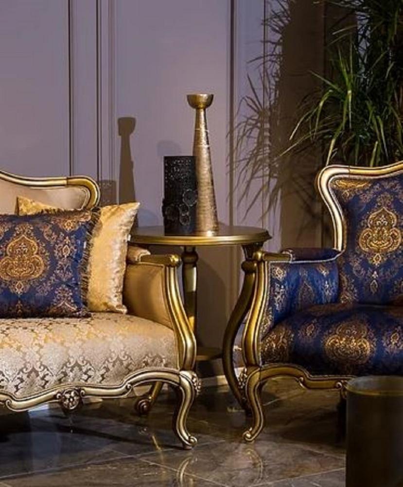 Casa Padrino Luxus Barock Beistelltisch Gold - Runder Massivholz Tisch im Barockstil - Barock Wohnzimmer Möbel - Edel & Prunkvoll Bild 1