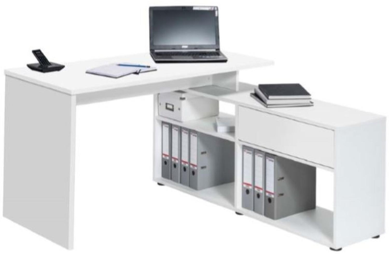 Schreibtisch Computertisch 4019, Push-to-open Schublade, 137x74x130cm Icy weiß Bild 1