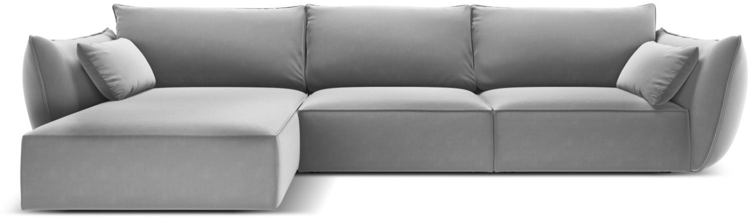Micadoni 4-Sitzer Samtstoff Ecke links Sofa Kaelle | Bezug Grey | Beinfarbe Black Plastic Bild 1