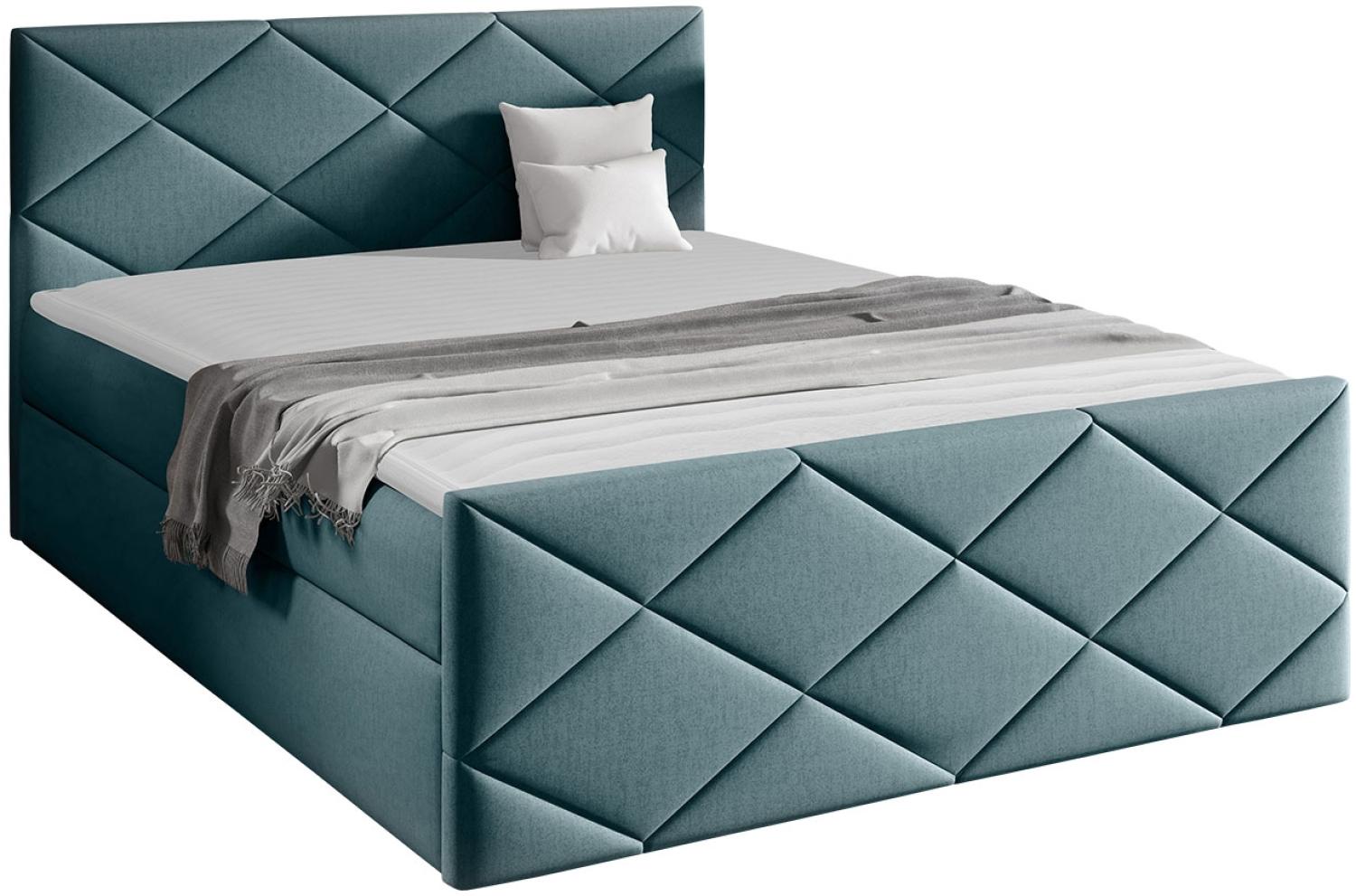 Mirjan24 Boxspringbett Alpiry, Blau 180 x 200 cm Plüsch Bild 1