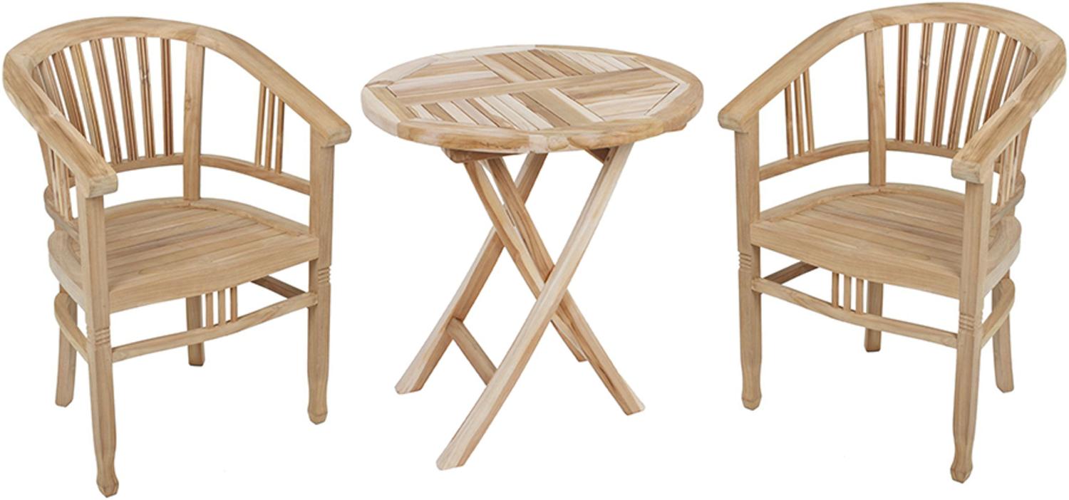 3-teilige Holz Tischgruppe Sitzgruppe Garten Klapptisch Stuhl Teak Bild 1