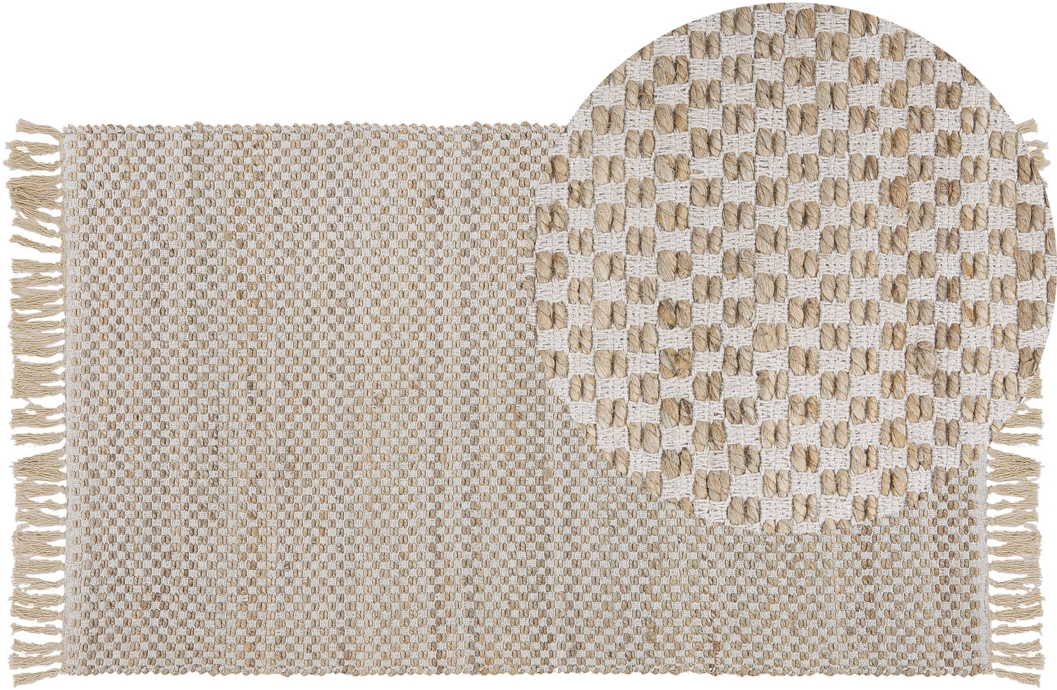 Teppich beige 80 x 150 cm kariertes Muster Kurzflor zweiseitig ZERDALI Bild 1