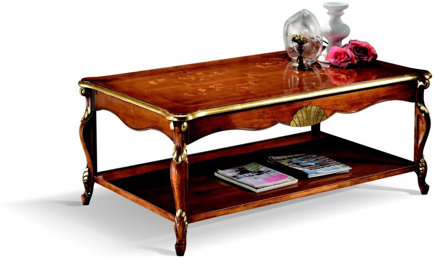Design Holz Italienische Möbel Barock Stil Braun Couchtisch Wohnzimmer Tisch Neu Bild 1