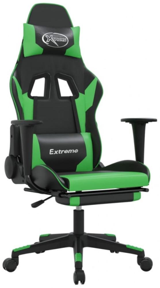 vidaXL Gaming-Stuhl mit Fußstütze Schwarz und Grün Kunstleder Bild 1
