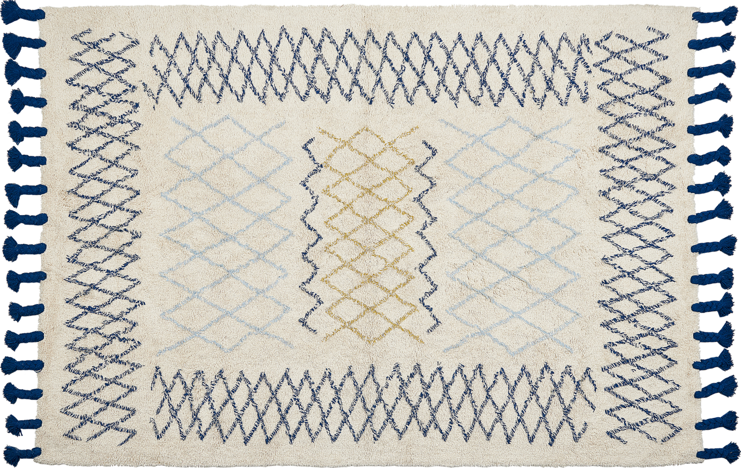 Teppich Baumwolle beige blau 140 x 200 cm geometrisches Muster Kurzflor ERZINCAN Bild 1