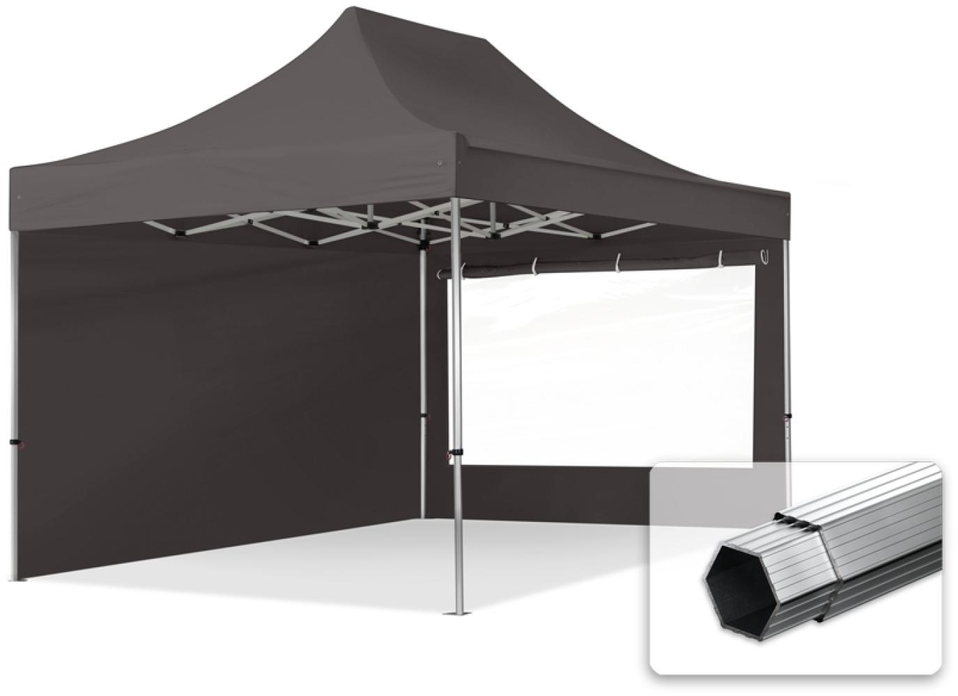 3x4,5 m Faltpavillon PROFESSIONAL Alu 40mm, Seitenteile mit Panoramafenstern, dunkelgrau Bild 1