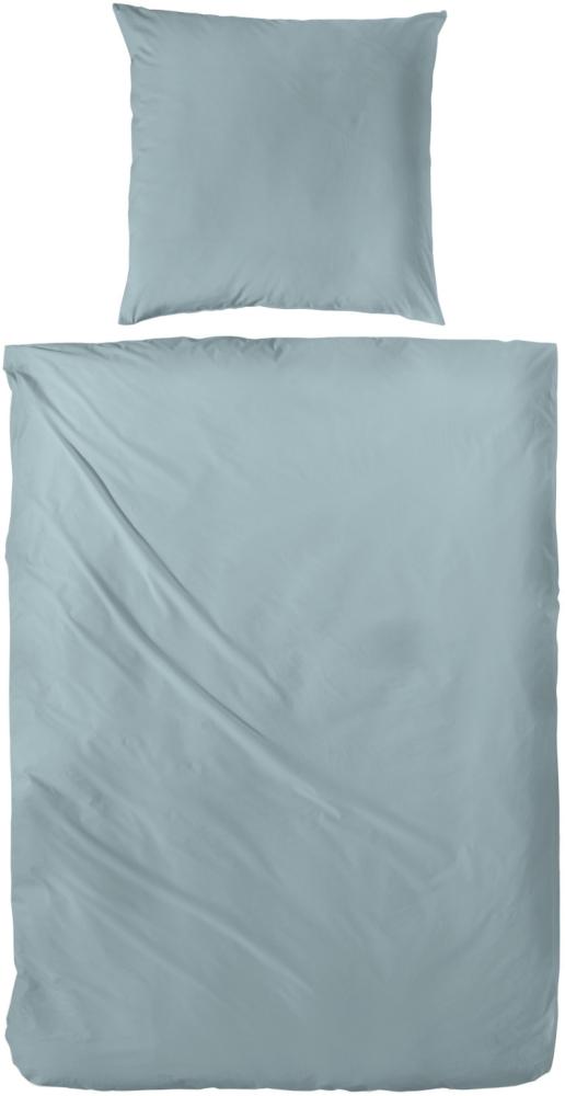 Hahn Haustextilien Luxus-Satin Bettwäsche uni Farbe grau-grün Größe 155x220 cm Bild 1