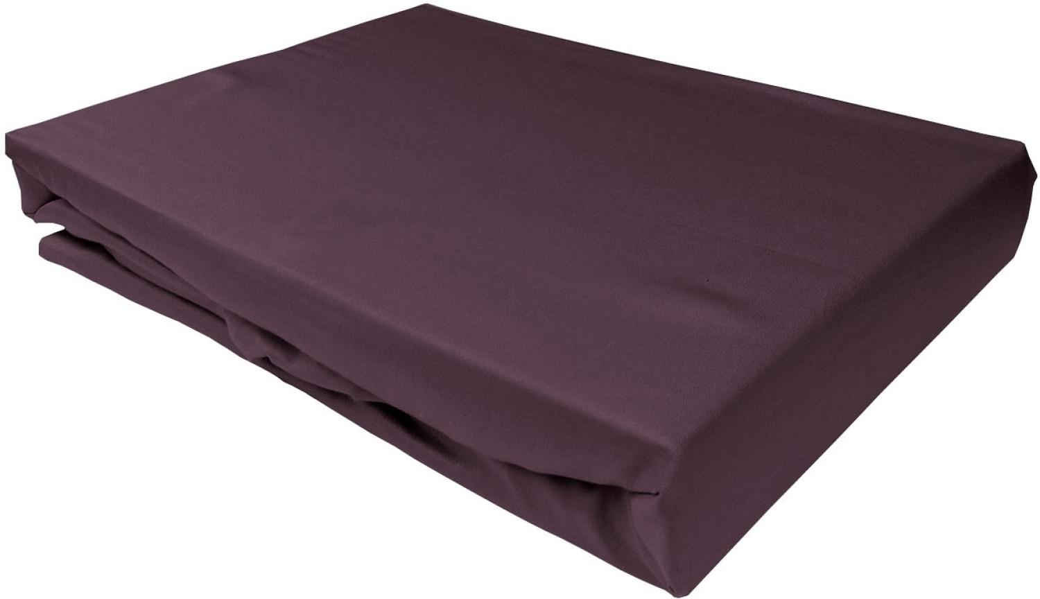 Bettwaesche-mit-Stil Mako-Satin Spannbettlaken brombeer 160x200cm Höhe 31-40cm Bild 1