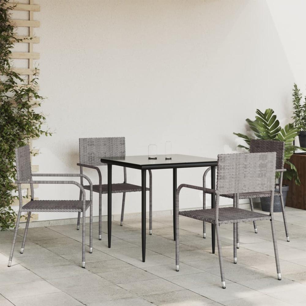 vidaXL 5-tlg. Garten-Essgruppe Grau und Schwarz Poly Rattan und Stahl Bild 1