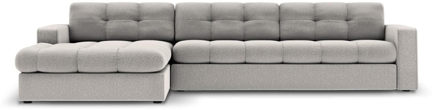 Micadoni 4-Sitzer Ecke links Sofa Justin | Bezug Light Grey | Beinfarbe Black Plastic Bild 1