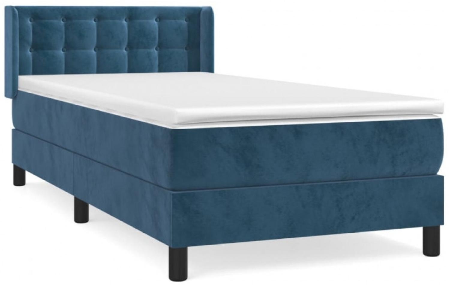 Boxspringbett mit Matratze Dunkelblau 80x200 cm Samt (Farbe: Blau) Bild 1