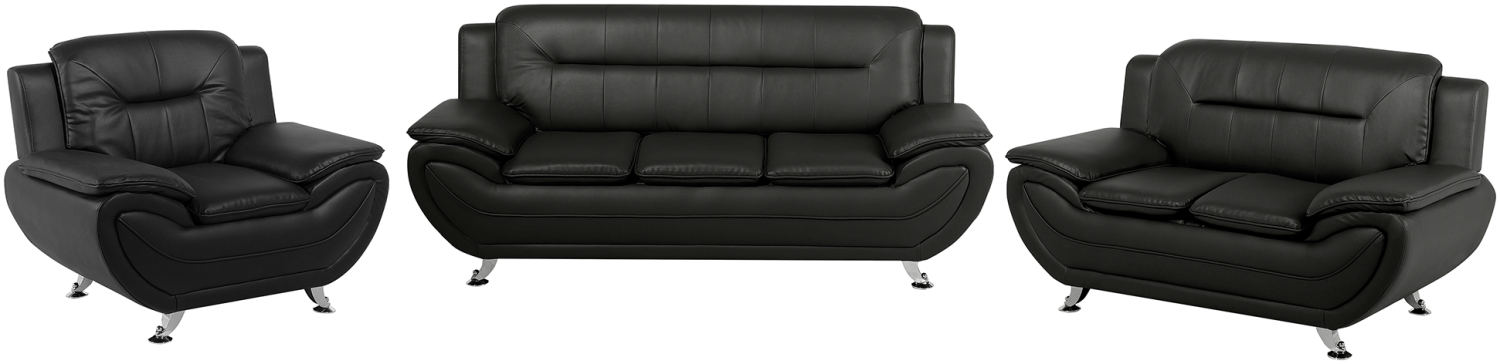 Sofa Set Kunstleder schwarz 6-Sitzer LEIRA Bild 1