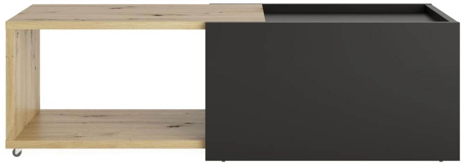 FMD Möbel - SLIDE 1 - Couchtisch - melaminharzbeschichtete Spanplatte - Artisan Oak / schwarz perl - 74,5 x 38,5 x 49,5cm Bild 1