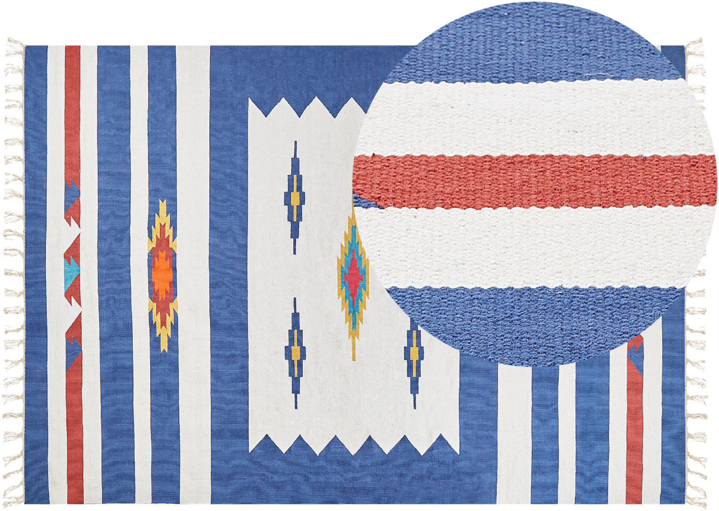 Kelim Teppich Baumwolle mehrfarbig 200 x 300 cm geometrisches Muster Kurzflor VARSER Bild 1