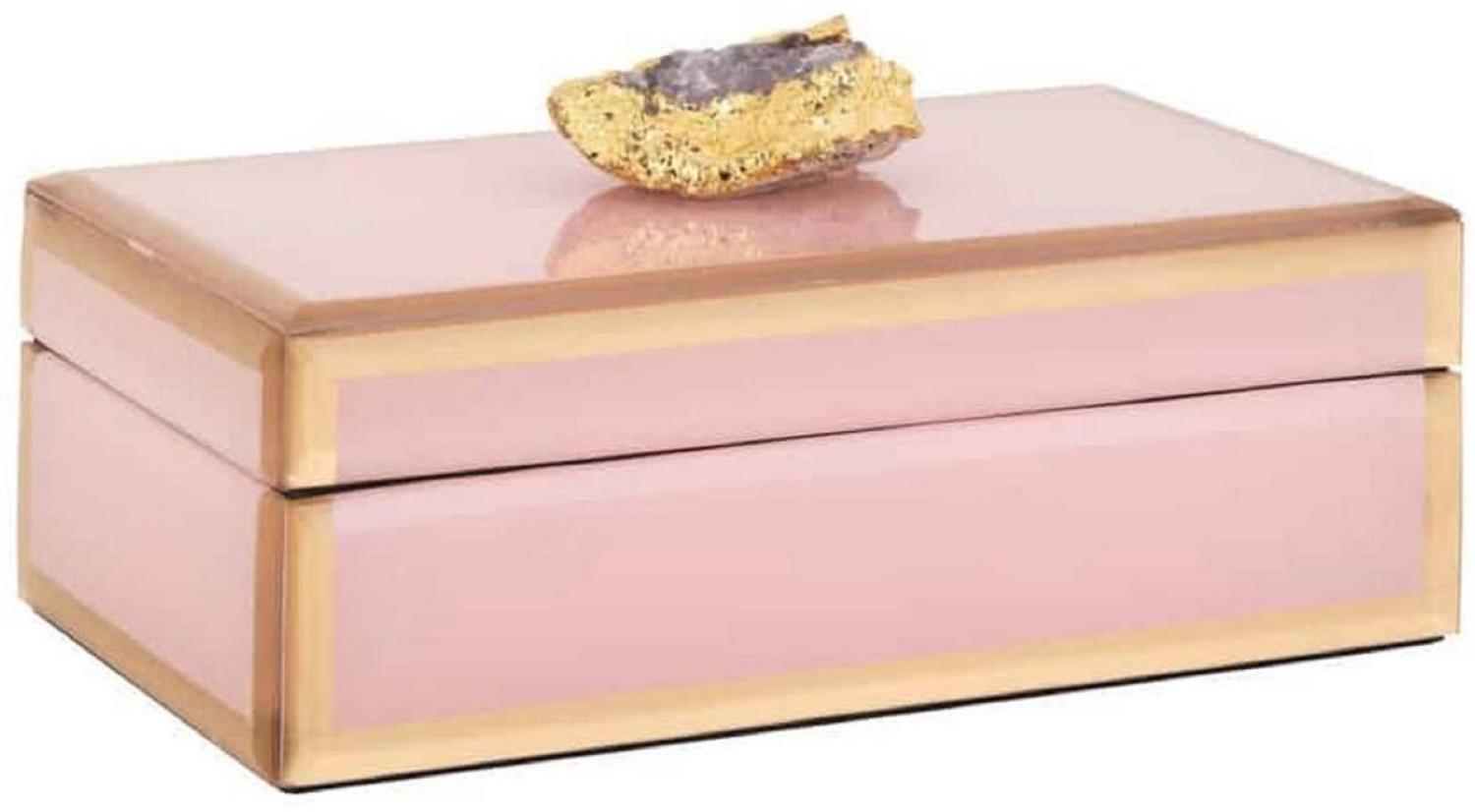 Casa Padrino Luxus Schmuckkasten Rosa / Gold 23,5 x 13 x H. 8 cm - Schmuckschatulle - Aufbewahrungsbox - Deko Accessoires - Luxus Kollektion Bild 1