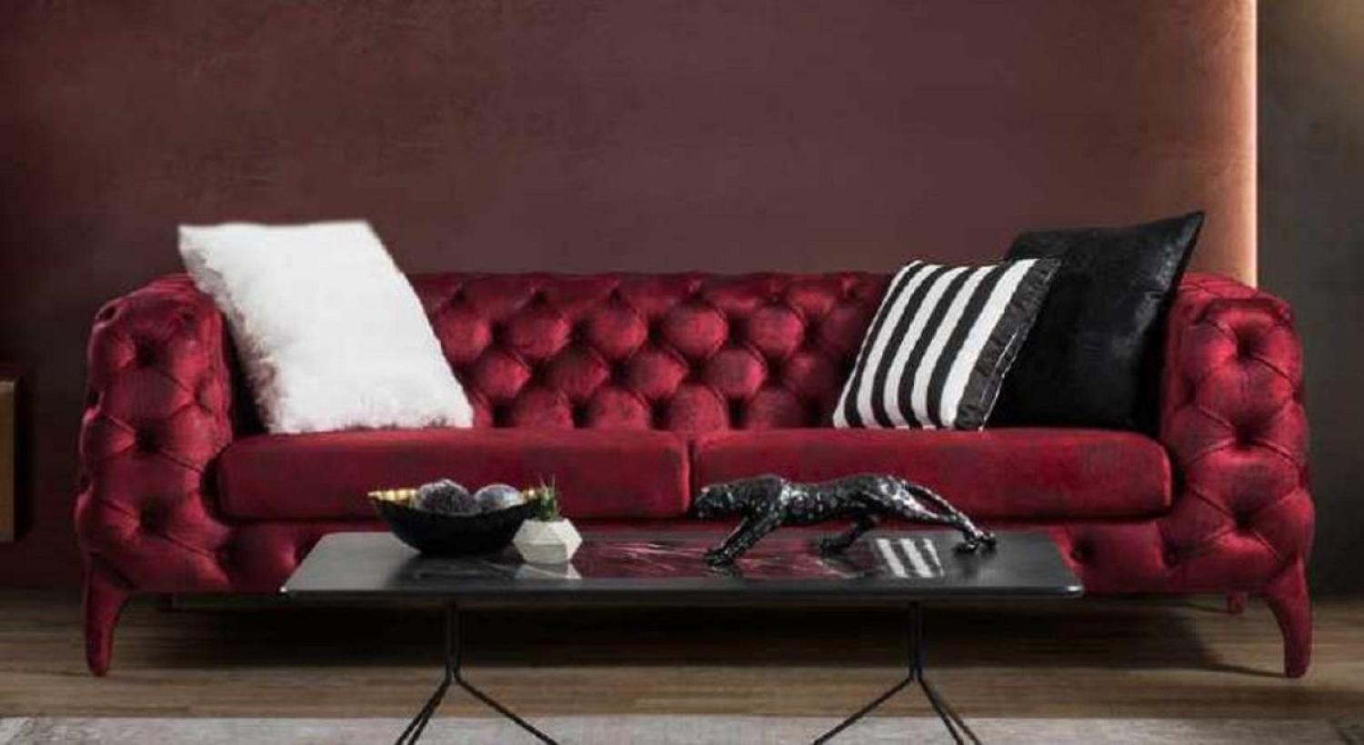 Casa Padrino Luxus Chesterfield Sofa Bordeauxrot 235 x 98 x H. 72 cm Bild 1