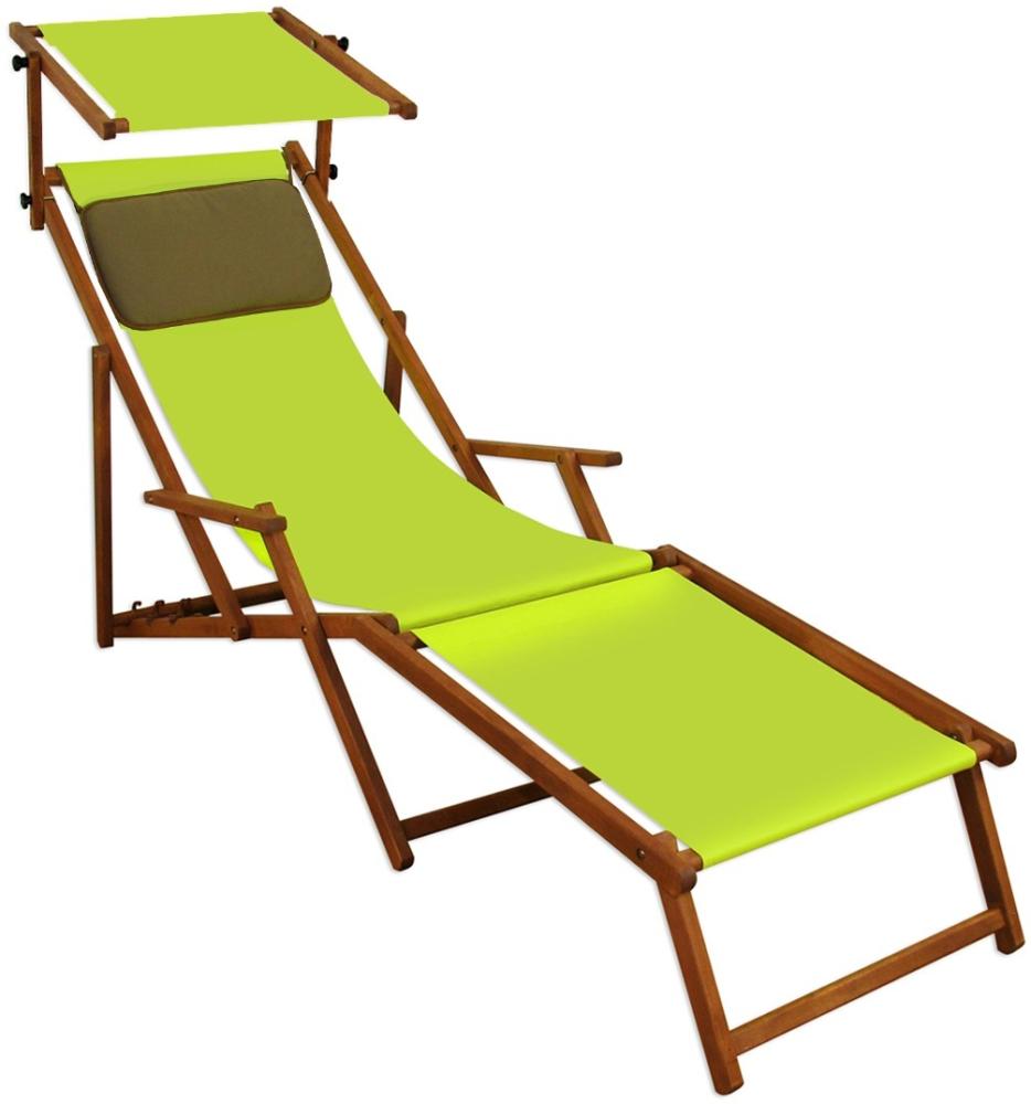 Sonnenliege pistazie Liegestuhl Fußteil Sonnendach Kissen Holz Deckchair Gartenmöbel 10-306FSKD Bild 1