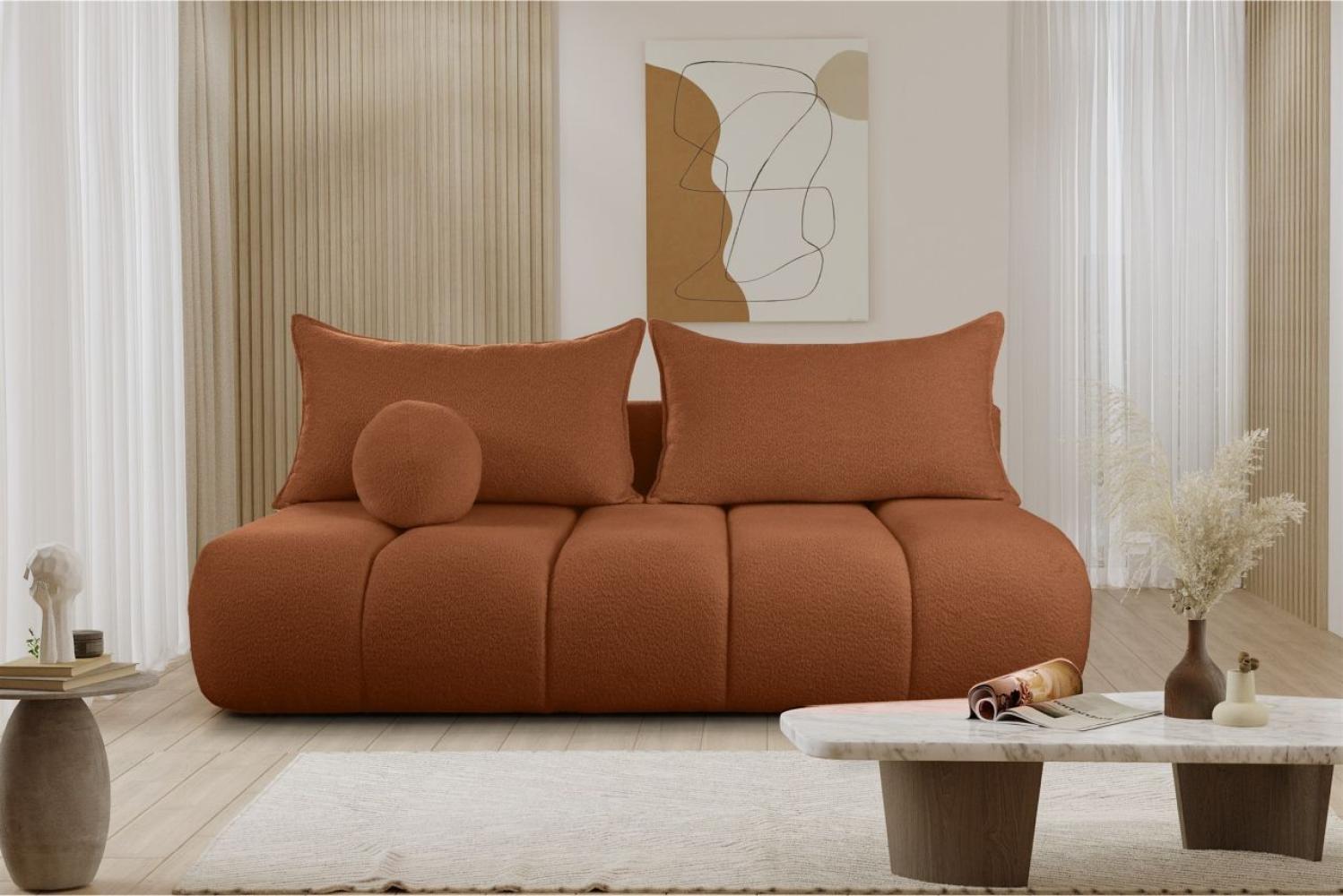 Schlafsofa Designersofa Sofa 3-Sitzer ANZIA in Stoff Ascot Bukla Rostbraun Bild 1