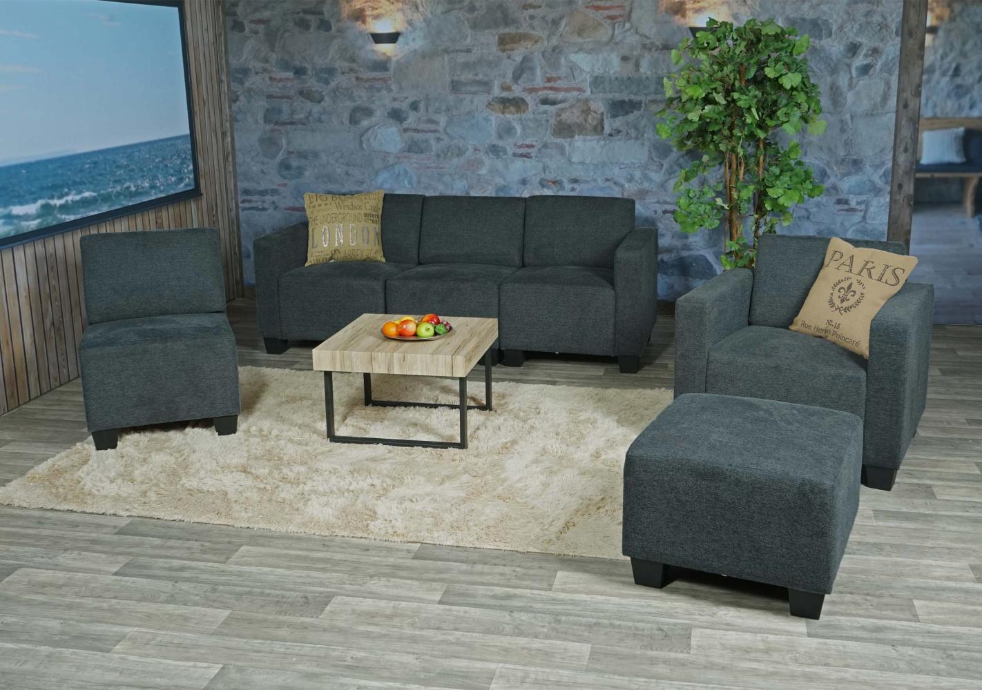 Modular Sofa-System Couch-Garnitur Lyon 3-1-1-1, Stoff/Textil ~ anthrazit-grau Bild 1