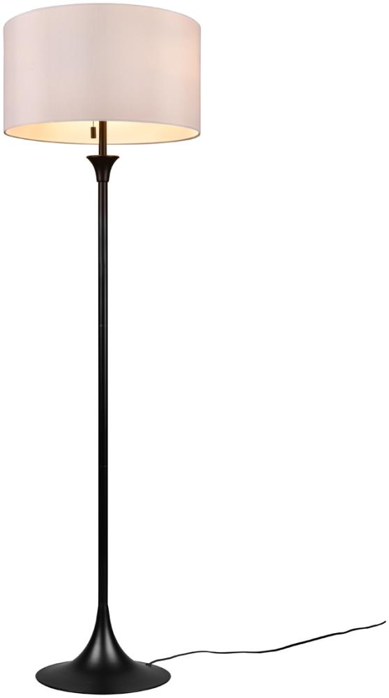 Klassische LED Stehleuchte Schwarz mit Stoffschirm in Weiß - Höhe 155cm Bild 1