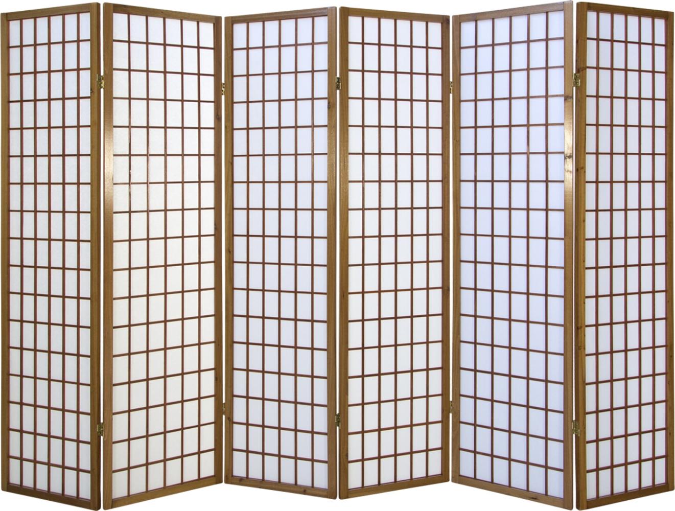 6fach Holz Paravent Raumteiler Trennwand Shoji Faltbar Braun Bild 1