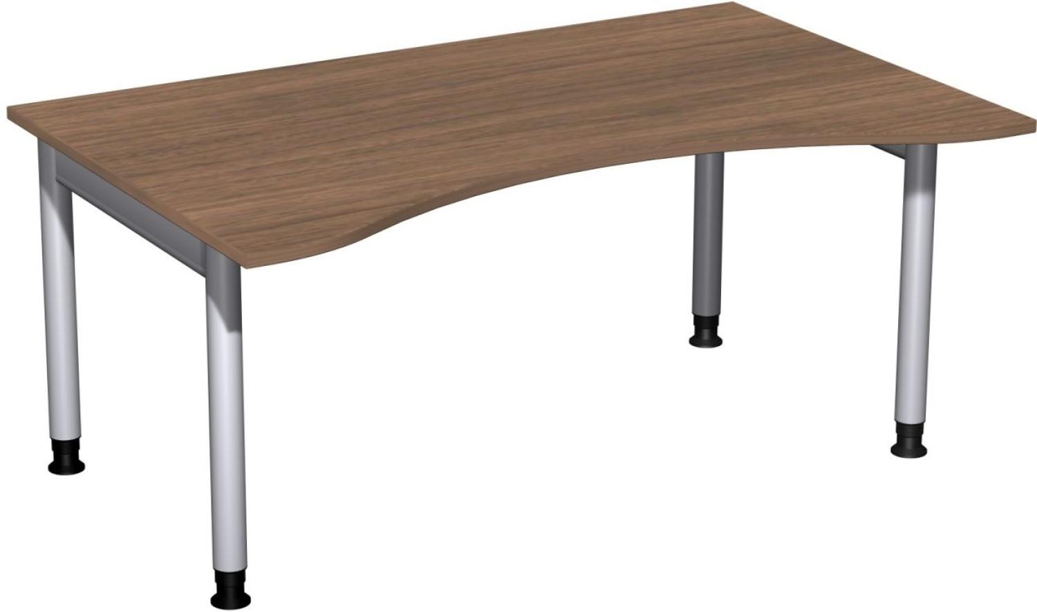 Schreibtisch '4 Fuß Pro' höhenverstellbar, 160x100cm Nussbaum / Silber Bild 1