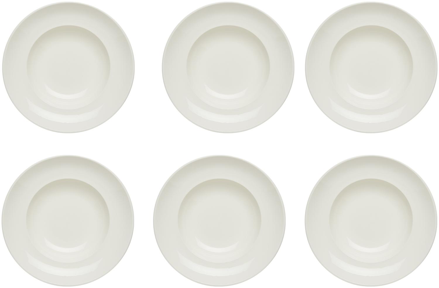 KHG 6er Set Pastateller, extra groß mit 30cm Durchmesser in weiß, perfekt für Gastro und Zuhause, hochwertiges Porzellan, Suppenteller, Salatteller, Spülmaschinengeeignet Bild 1