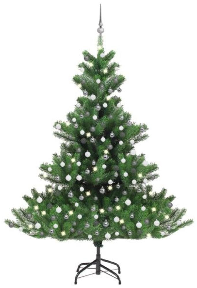 vidaXL Künstlicher Weihnachtsbaum Nordmann LED & Kugeln Grün 210 cm, Mit Beleuchtung [3077733] Bild 1