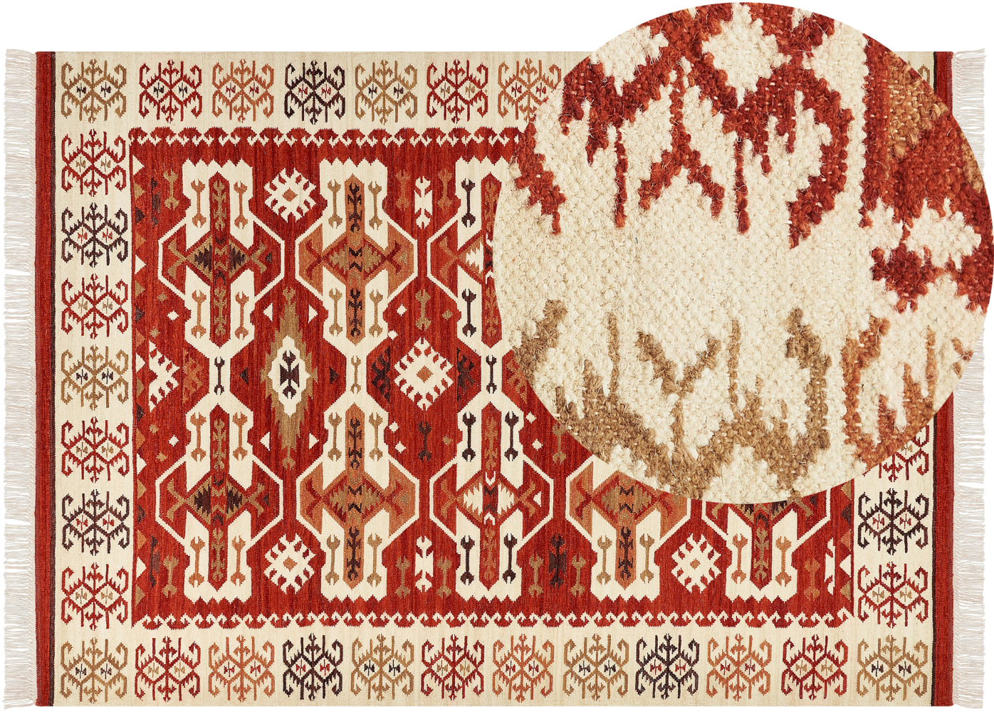 Kelim Teppich Wolle mehrfarbig 200 x 300 cm geometrisches Muster Kurzflor VOSKEVAZ Bild 1