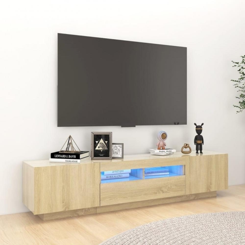 TV-Schrank mit LED-Leuchten Sonoma-Eiche 180x35x40 cm Bild 1
