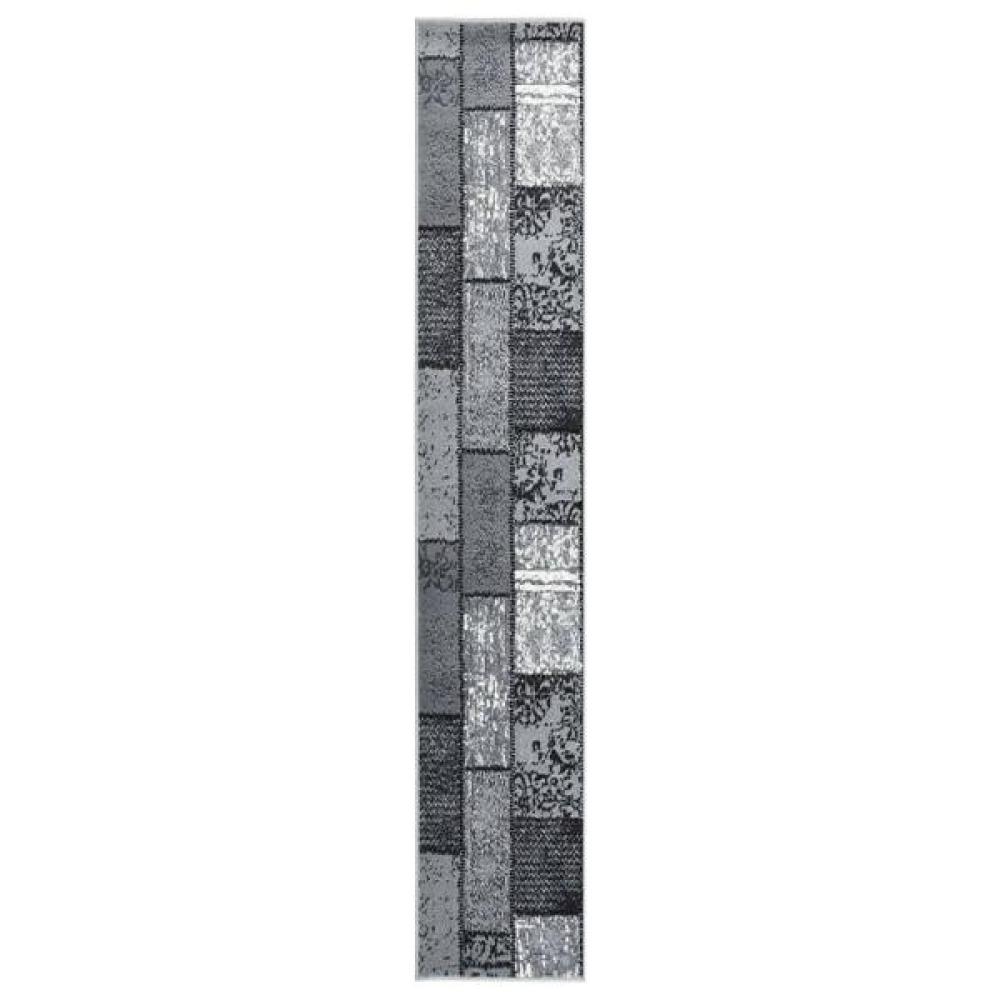 vidaXL Teppichläufer BCF Grau mit Blockmuster 60x500 cm Bild 1