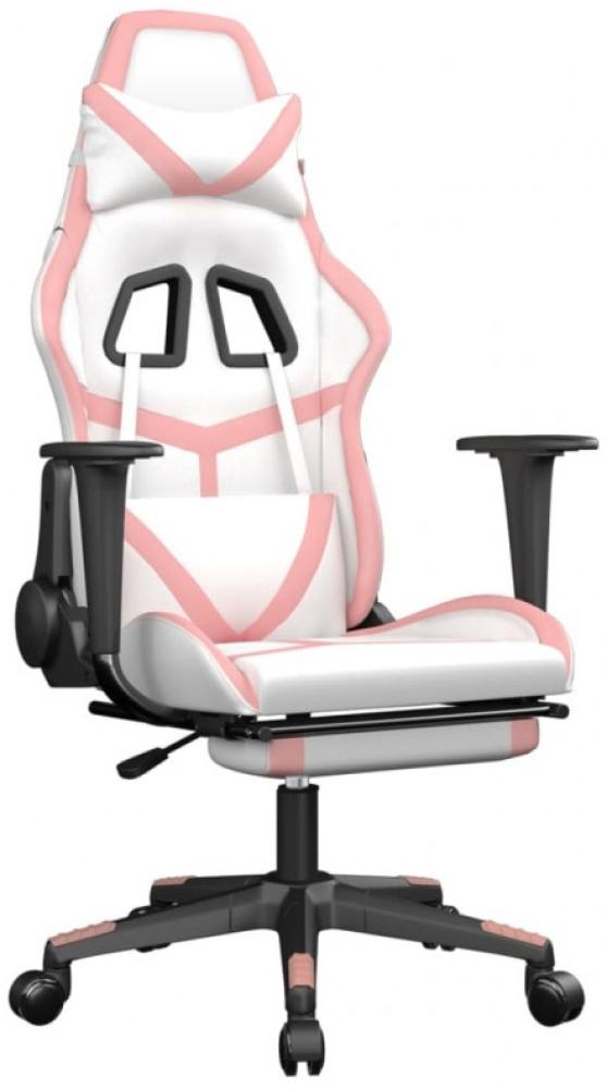 vidaXL Gaming-Stuhl mit Fußstütze Weiß und Rosa Kunstleder Bild 1