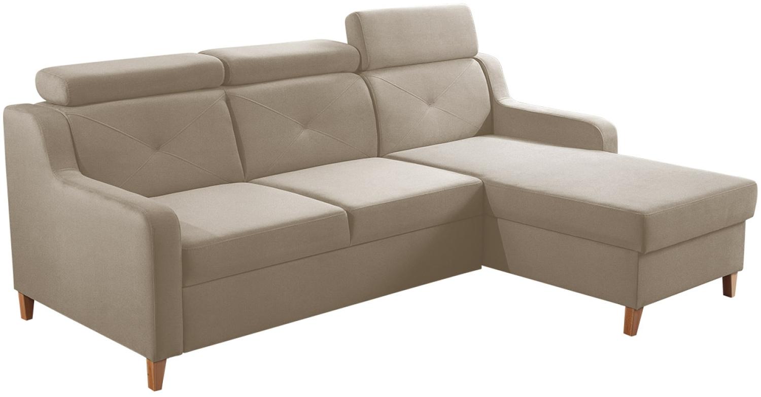 Ecksofa Enikor, 3 Sitzer L-Form Sofa mit Bettkasten und Schlaffunktion (Paros 02, Seite: Rechts) Bild 1