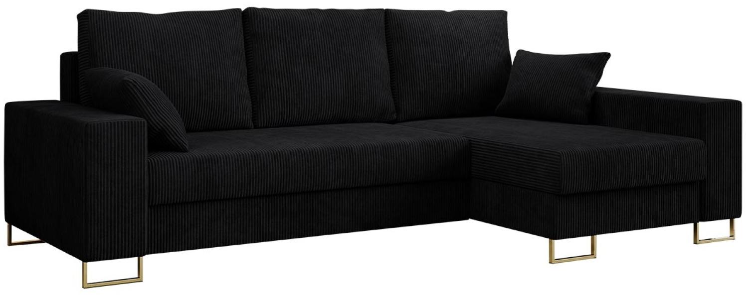 Ecksofa, Bettsofa, L-Form Couch mit Bettkasten - DORIAN-L - Schwarz Cord Bild 1