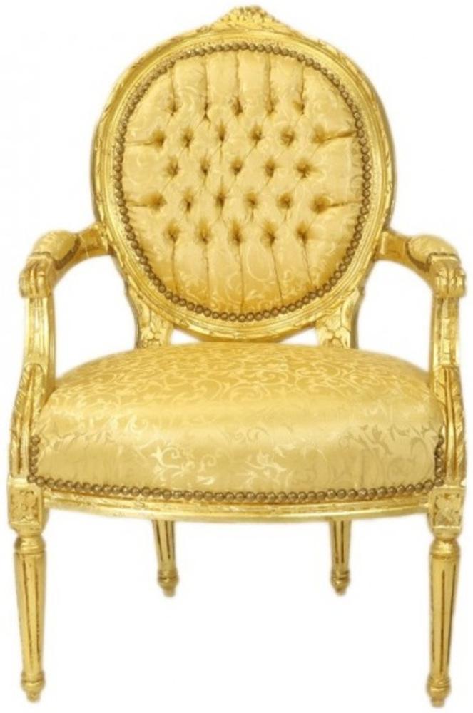 Casa Padrino Barock Medaillon Salon Stuhl Gold Muster / Gold - Möbel Antik Stil Bild 1