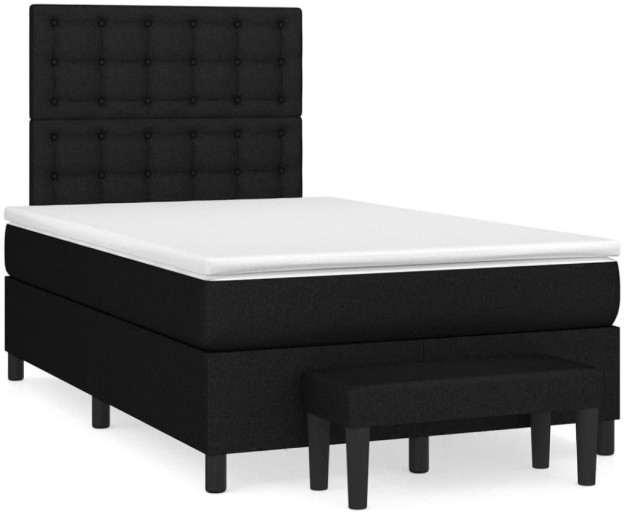 vidaXL Boxspringbett mit Matratze Schwarz 120x190 cm Stoff Bild 1