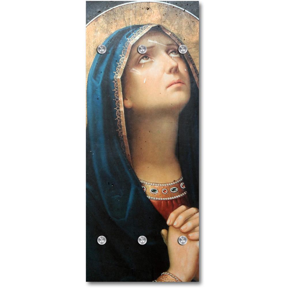 Queence Garderobe - "Holy Maria" Druck auf hochwertigem Arcylglas inkl. Edelstahlhaken und Aufhängung, Format: 50x120cm Bild 1