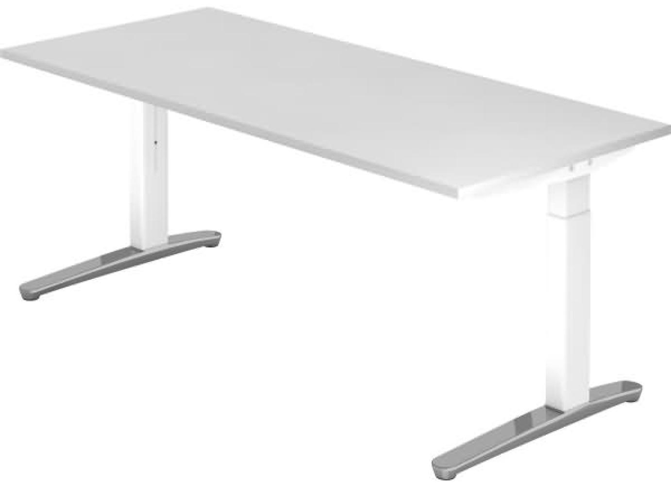 'XB19' Schreibtisch, C-Fuß, poliert,180x80cm, Weiß / Weiß Bild 1