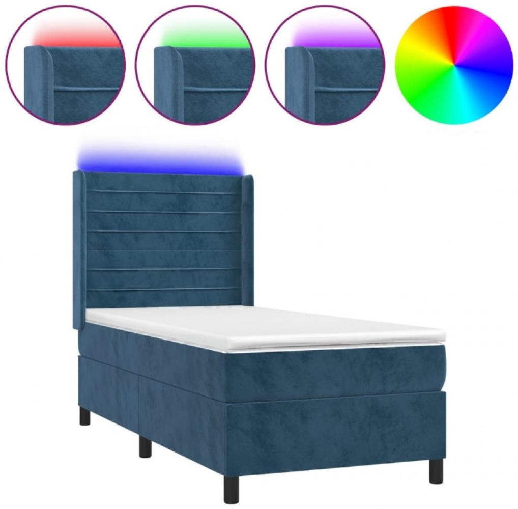 Boxspringbett mit Matratze & LED Dunkelblau 80x200 cm Samt (Farbe: Blau) Bild 1