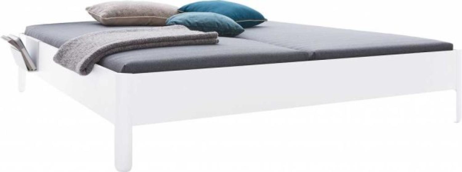 NAIT Doppelbett farbig lackiert Reinweiß 160 x 200cm Ohne Kopfteil Bild 1