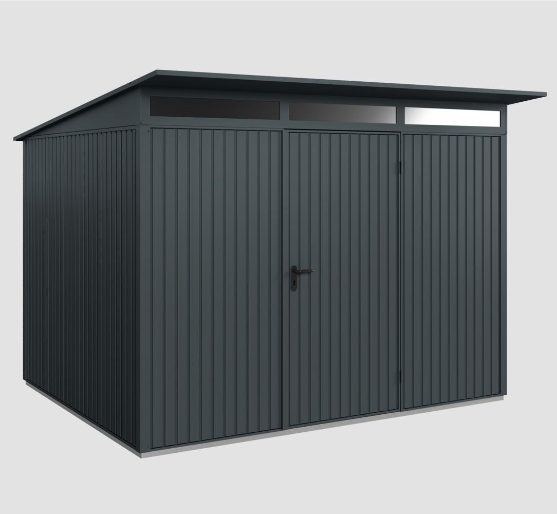 Hörmann Ecostar 'Trend' Gerätehaus mit Pultdach, 1-flüglige Tür, Metall anthrazitgrau, 7,2 m², 283,4 x 312,7 x 232,3 cm Bild 1