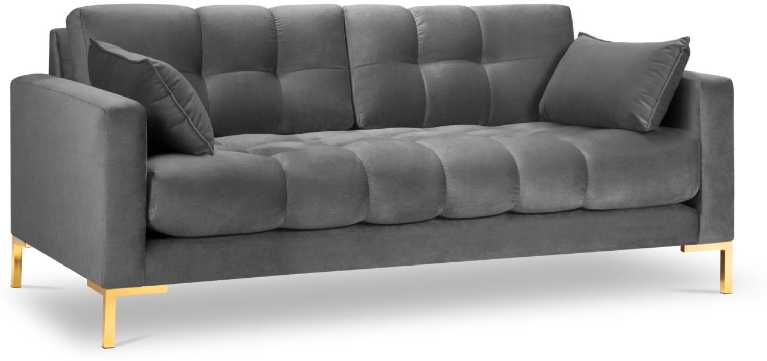 Micadoni 2-Sitzer Samtstoff Sofa Mamaia | Bezug Light Grey | Beinfarbe Gold Metal Bild 1