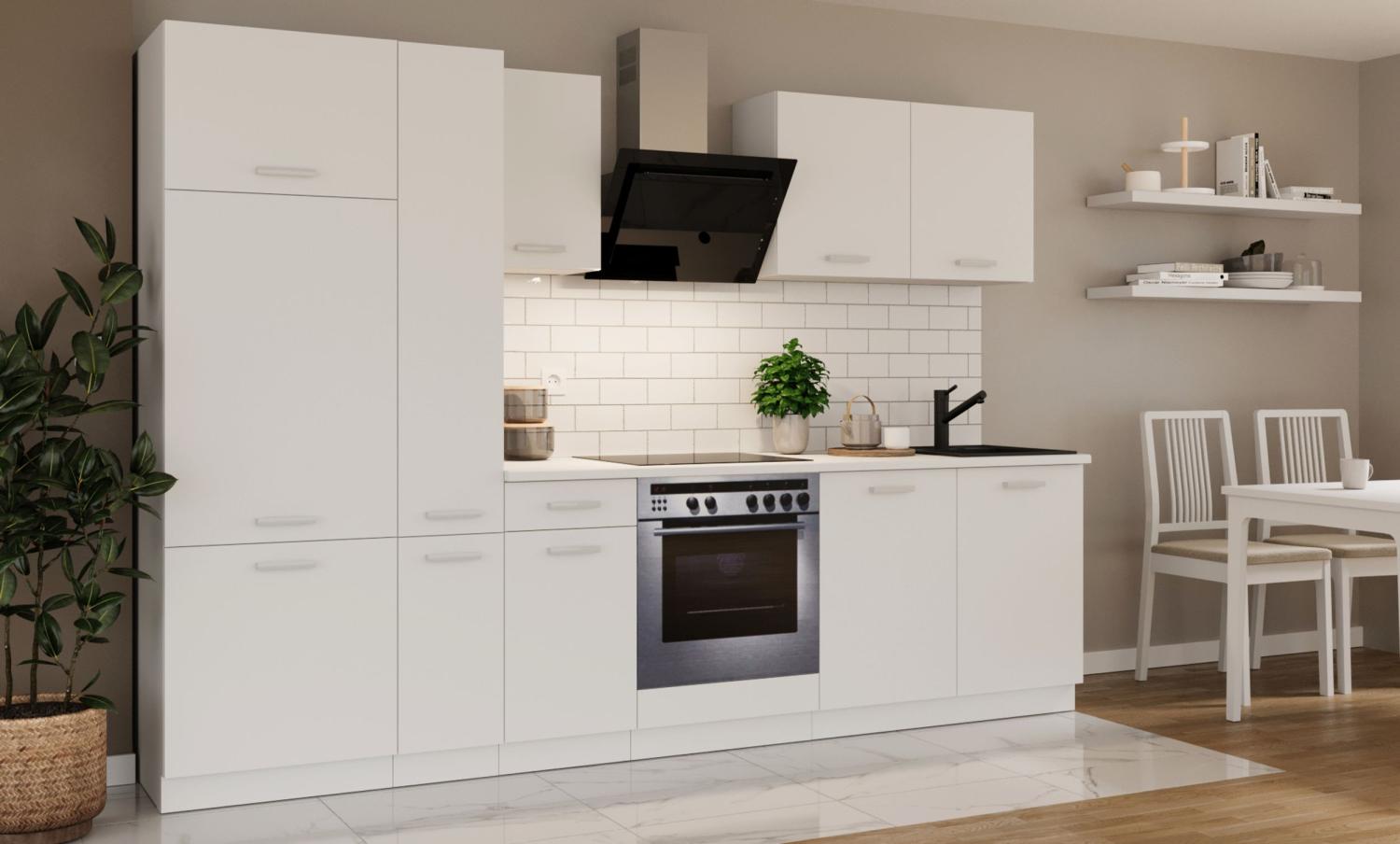 Küche 'Toni' Küchenzeile, Küchenblock, Singleküche, 290 cm, Weiß matt Bild 1