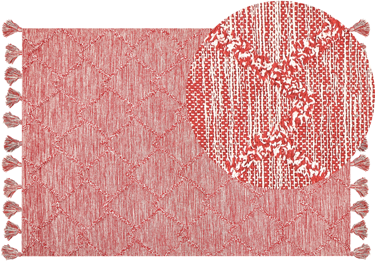 Teppich Baumwolle rot 160 x 230 cm mit Quasten NIGDE Bild 1