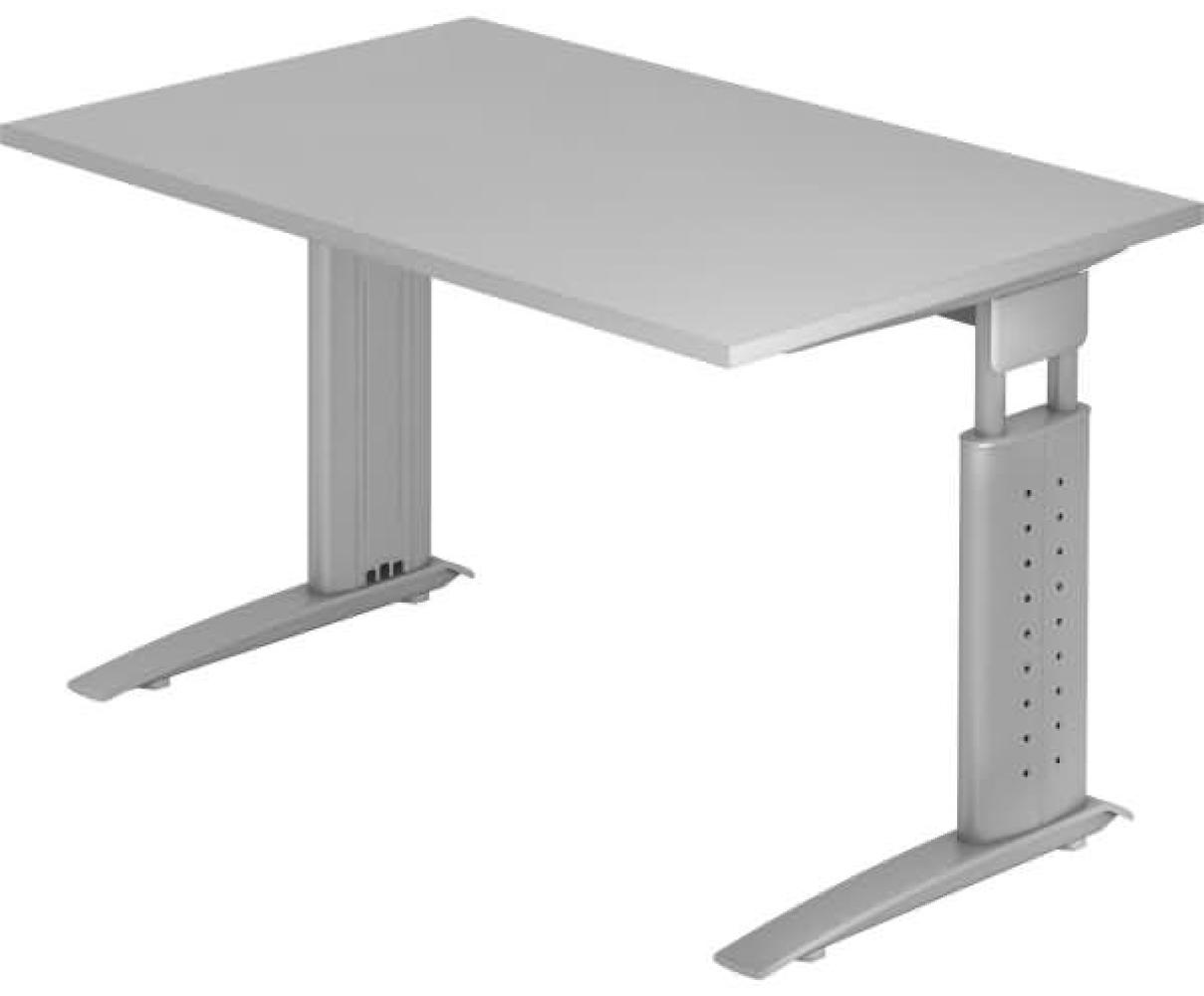 Schreibtisch US12 C-Fuß 120x80cm Grau Gestellfarbe: Silber Bild 1