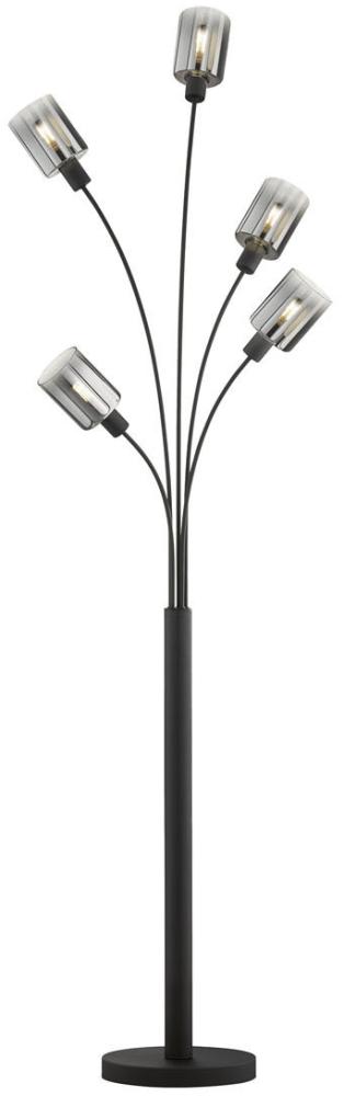 LED Stehlampe 5flammig Schwarz mit Rauchglas - Höhe 171,5cm Bild 1