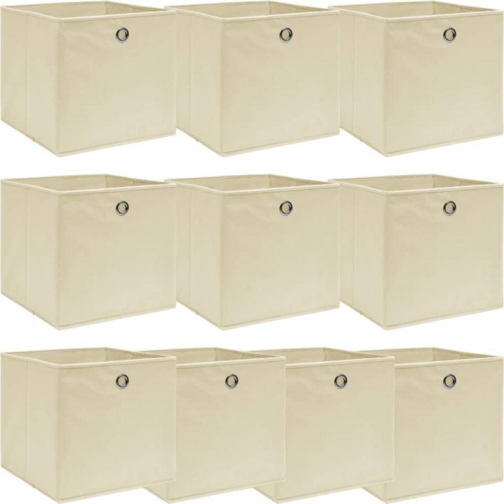 Aufbewahrungsboxen 10 Stk. Creme 32x32x32 cm Stoff Bild 1